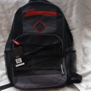 Versatile Gray and Red Backpack